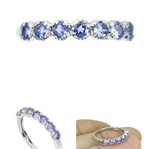 Tanzanite Ring, Gemstone Eternity Ring, Dainty Birthstone Ring, Anniversary Ring - Picture 4 of 5